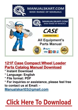 121F Case Compact Wheel Loader Parts Manual Download