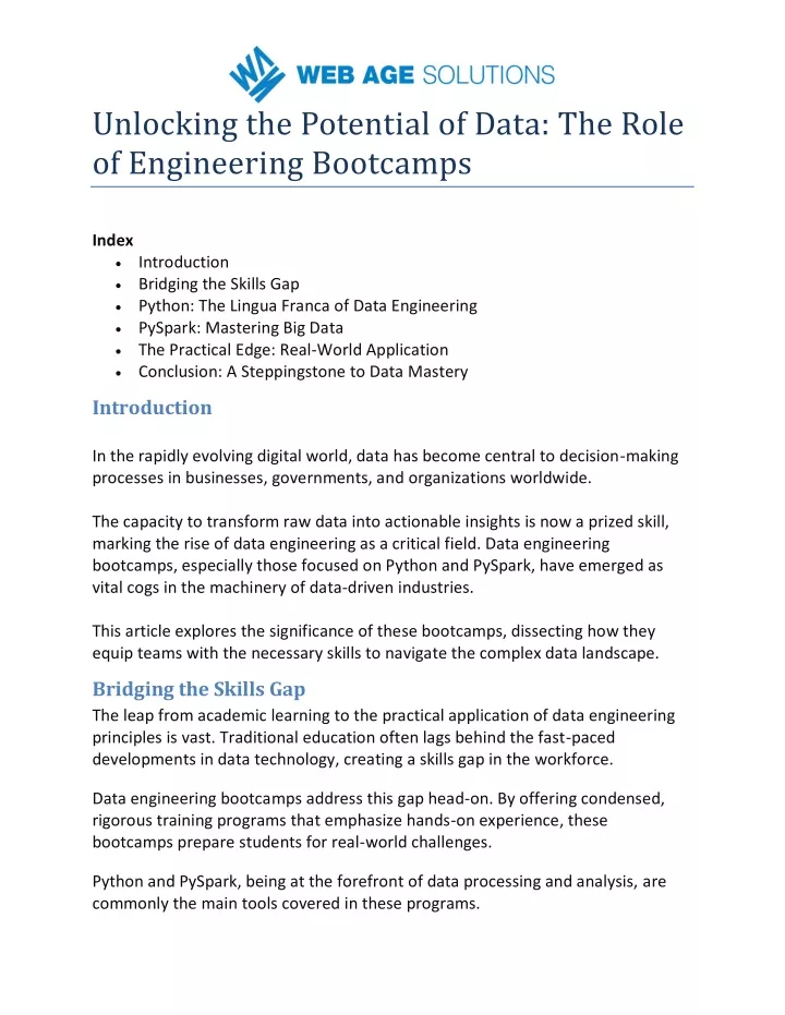 unlocking the potential of data the role