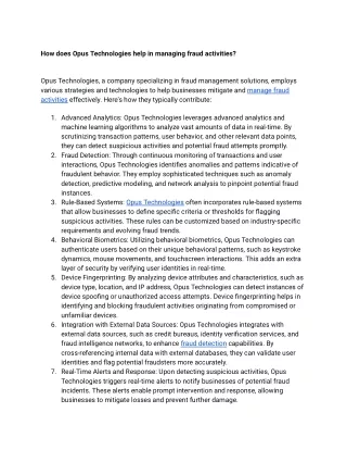 how does opus technologies help in managing fraud