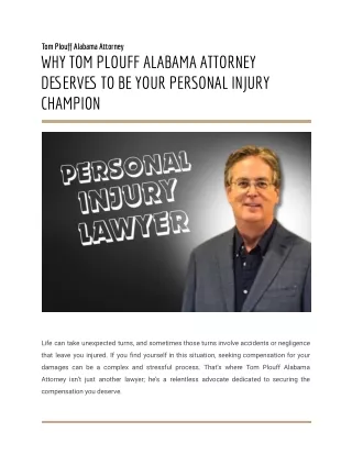 Why Tom Plouff Alabama Attorne Is Your Ultimate Personal Injury Advocate