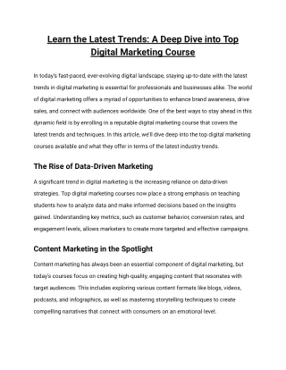 learn the latest trends a deep dive into