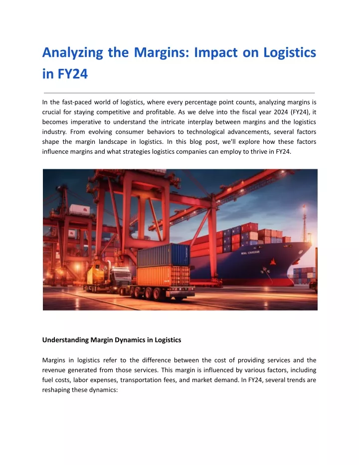 analyzing the margins impact on logistics in fy24
