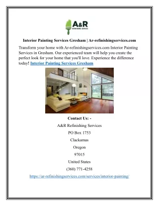 Interior Painting Services Gresham | Ar-refinishingservices.com
