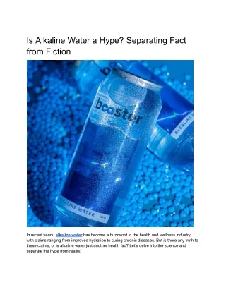 Is Alkaline Water a Hype