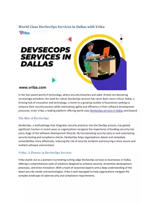World Class DevSecOps Services in Dallas with Vriba