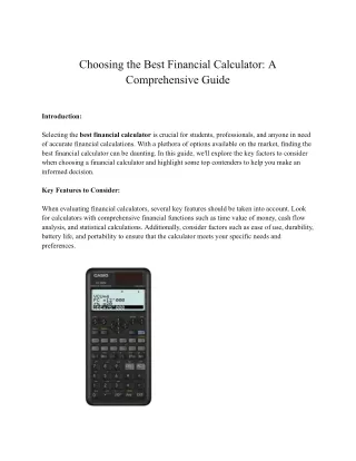 Choosing the Best Financial Calculator_ A Comprehensive Guide