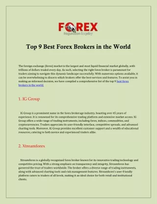 Top 9 Best Forex Brokers in the World