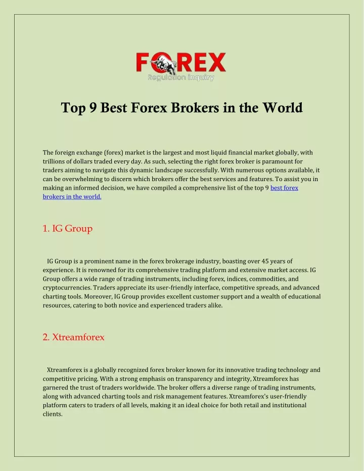 top 9 best forex brokers in the world