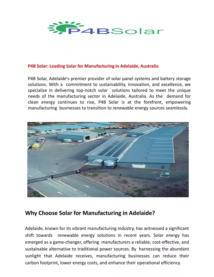 p4b solar leading solar for manufacturing