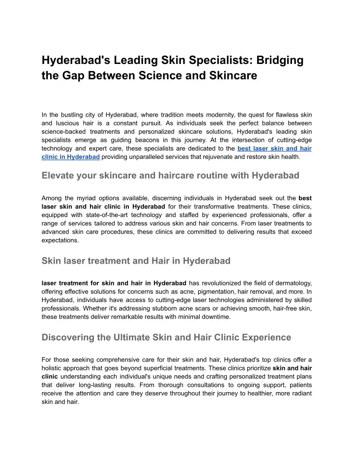 hyderabad s leading skin specialists bridging