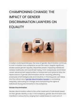 The Impact Of Gender Discrimination Lawyers On Equality