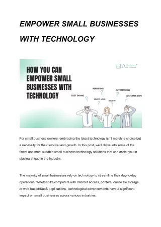 EMPOWER SMALL BUSINESSES WITH TECHNOLOGY