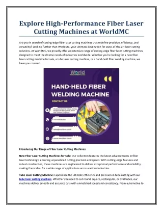 Explore High-Performance Fiber Laser Cutting Machines at WorldMC