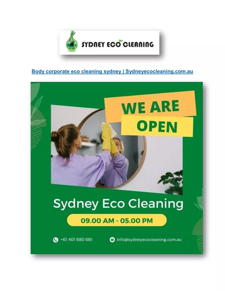 body corporate eco cleaning sydney