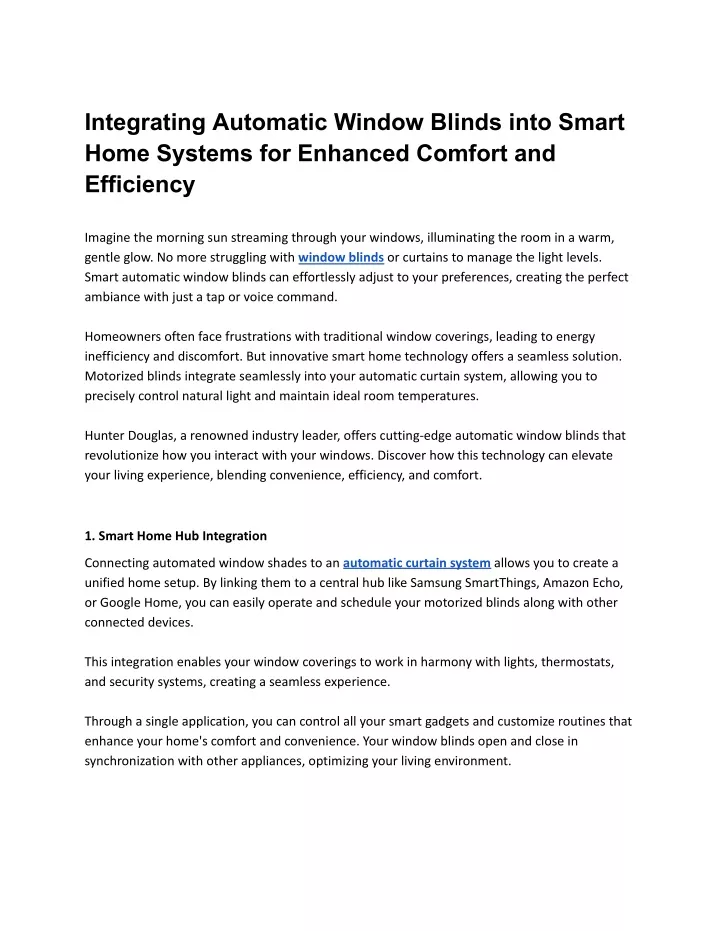 integrating automatic window blinds into smart