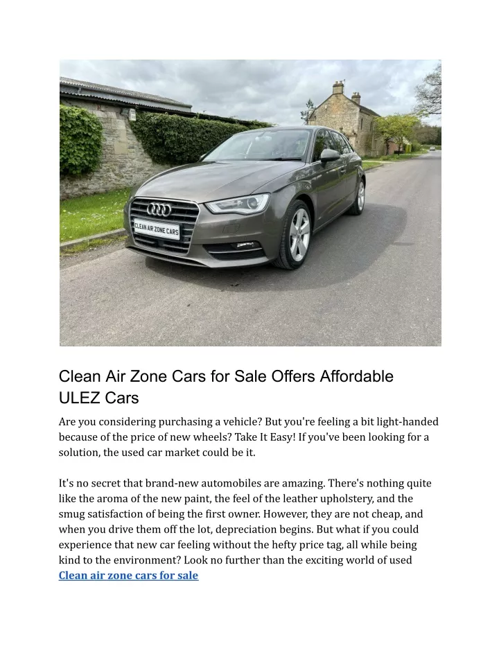 clean air zone cars for sale offers affordable