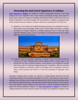 revealing the best event organisers in jodhpur