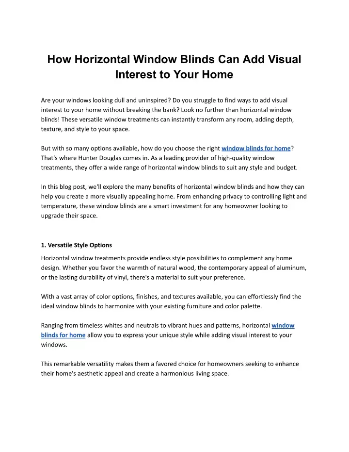 how horizontal window blinds can add visual