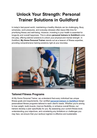 Unlock Your Strength: Personal Trainer Solutions in Guildford