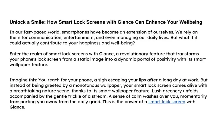 unlock a smile how smart lock screens with glance can enhance your wellbeing