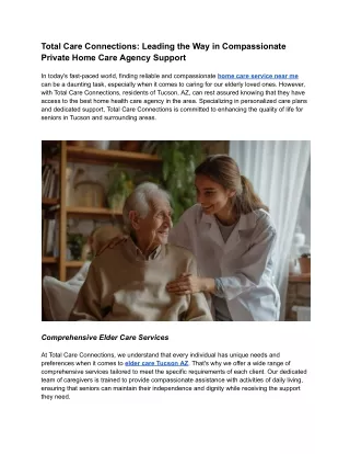 Total Care Connections_ Leading the Way in Compassionate Private Home Care Agency Support