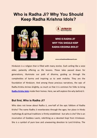Who is Radha Ji Why You Should Keep Radha Krishna Idols