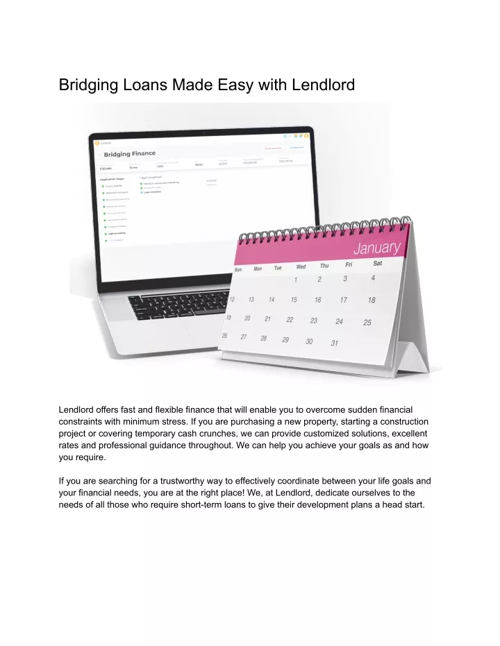 bridging loans made easy with lendlord