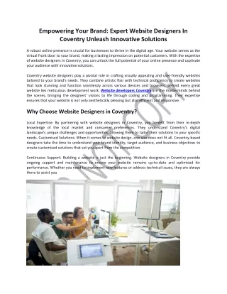 Empowering Your Brand Expert Website Designers In Coventry Unleash Innovative
