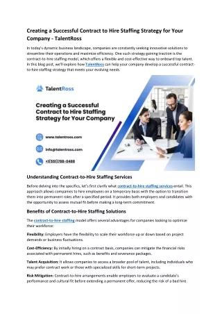 Creating a Successful Contract to Hire Staffing Strategy for Your Company