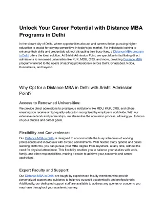 Distance MBA Programs