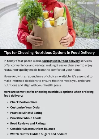 Tips for Choosing Nutritious Options in Food Delivery