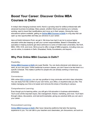Online MBA Courses in Delhi
