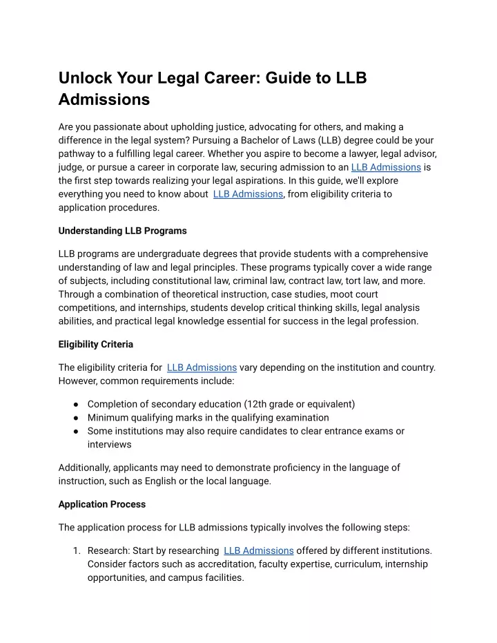 unlock your legal career guide to llb admissions