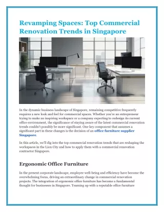 Singapore Offices: Top Renovation Trends to Inspire Your Workspace