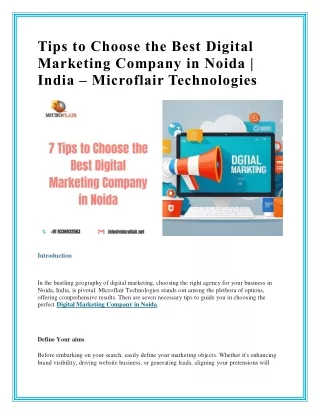 Tips to Choose the Best Digital Marketing Company in Noida | India