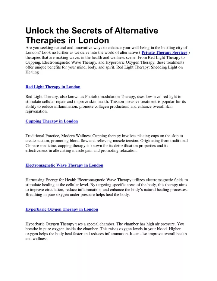 unlock the secrets of alternative therapies