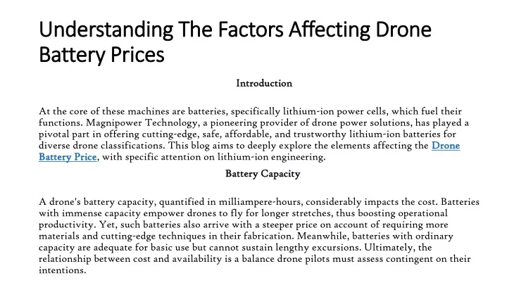 understanding the factors affecting drone battery prices