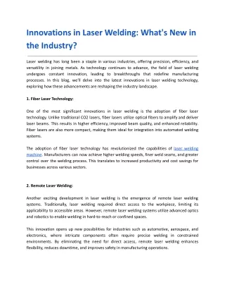 Innovations in Laser Welding_ What's New in the Industry