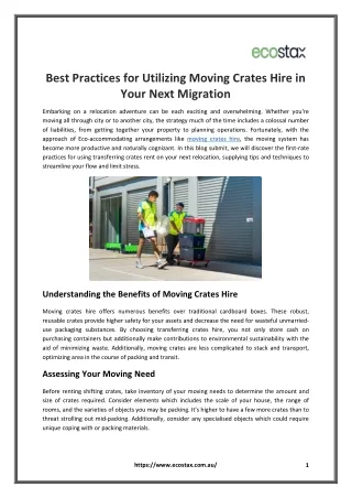 Best Practices for Utilizing Moving Crates Hire in Your Next Migration