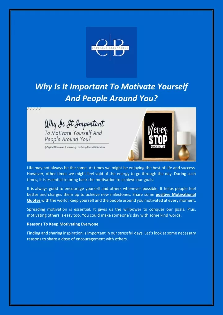 why is it important to motivate yourself