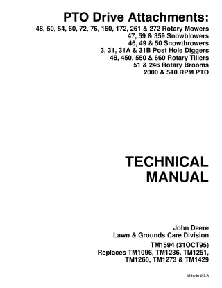 John Deere 51 & 246 Rotary Brooms Service Repair Manual