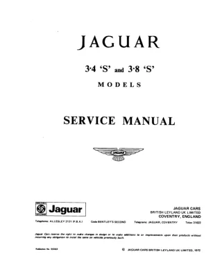 1966 JAGUAR S-TYPE Service Repair Manual