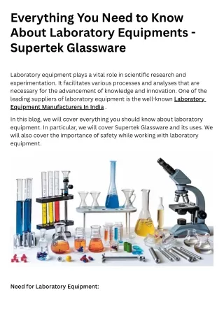 Everything You Need to Know About Laboratory Equipments-Supertek Glassware