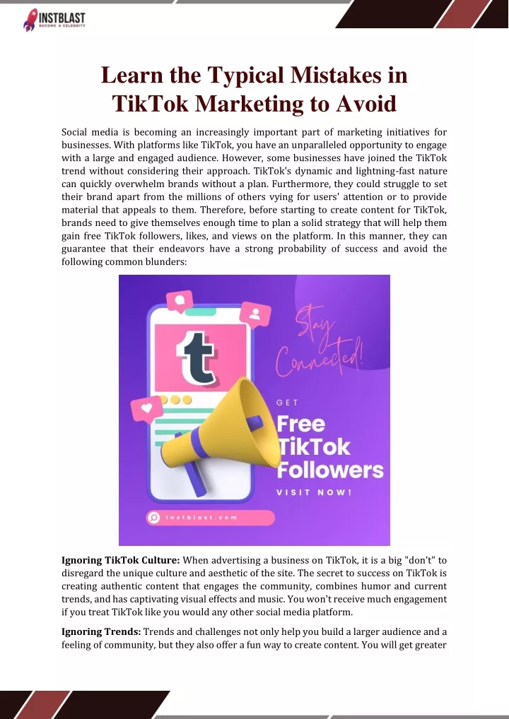 learn the typical mistakes in tiktok marketing