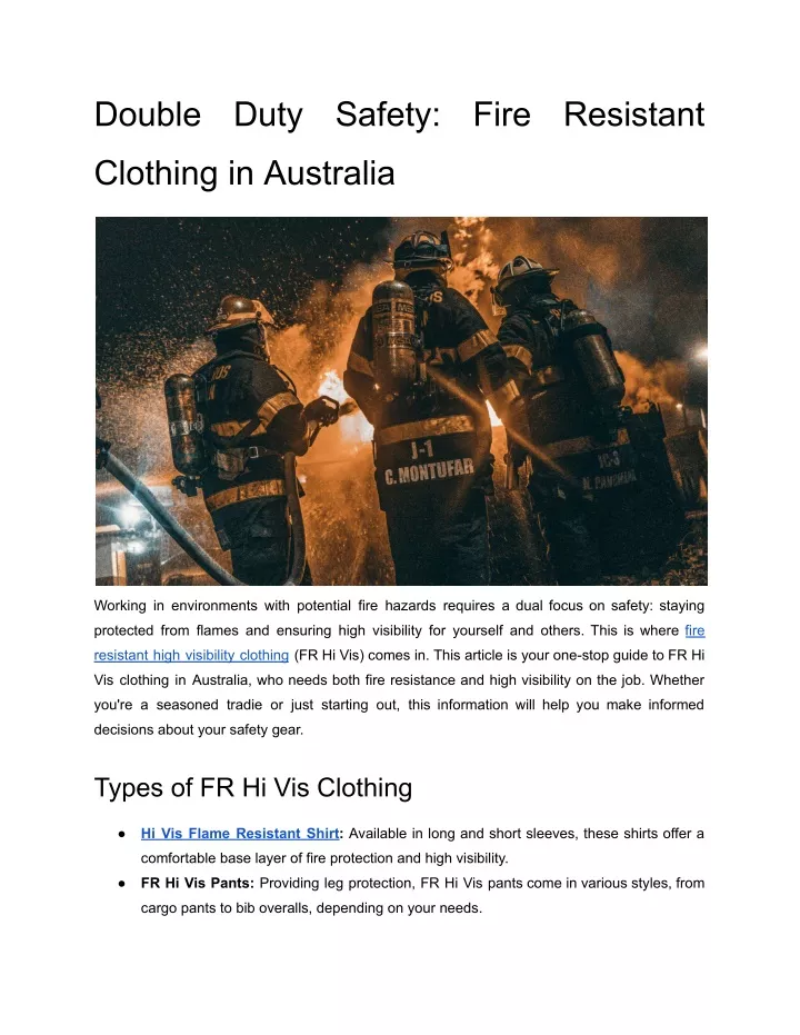 PPT - Double-Duty-Safety-Fire-Resistant-Clothing-in-Australia ...