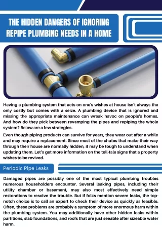 Hidden Dangers of Ignoring Repipe Plumbing Needs