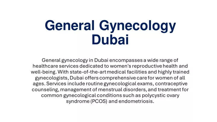 general gynecology dubai