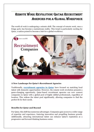 Qatar Recruitment Agencies for a Global Workforce