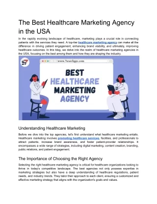The Best Healthcare Marketing Agency in the USA