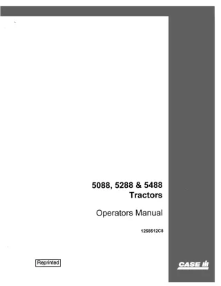 Case IH 5088 5288 5488 Tractors Operator’s Manual Instant Download (Publication No.1258512C8)
